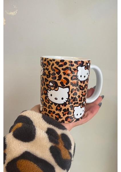 Hello Kitty Leopar Kupa Bardak - Baskılı Kupa Bardak