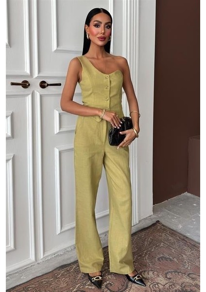 Tek Omuz Büstiyer Plazzo Pantolon Viscon Takım 10159 modelleri