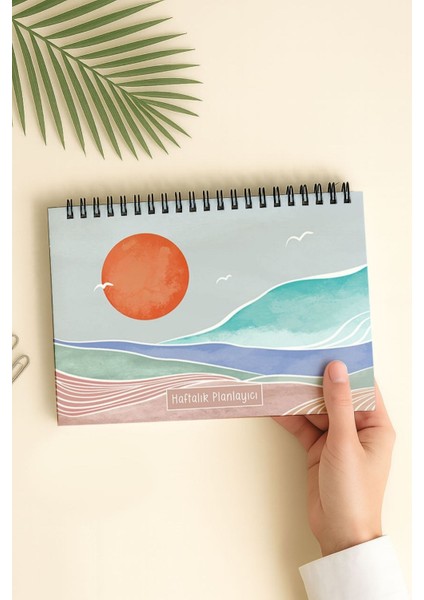 Haftalık Planlayıcı A5 Defter, Esnek Ince Karton Kapaklı, 1 Yıllık Planlayıcı, Turuncu Boho