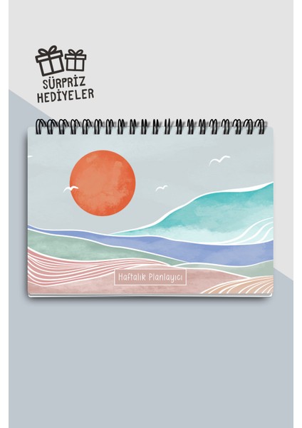 Haftalık Planlayıcı A5 Defter, Esnek Ince Karton Kapaklı, 1 Yıllık Planlayıcı, Turuncu Boho