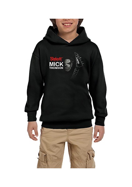 Slipknot Mick Thomson Poster Siyah Çocuk Kapşonlu Sweatshirt