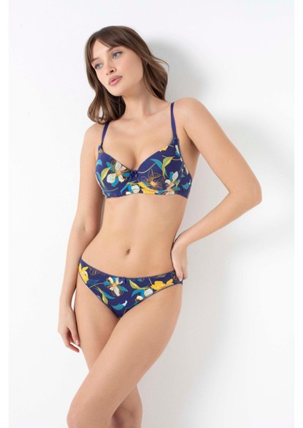 Arias Closet Viskon Balenli Destekli Dolgulu Çiçek Baskılı Sütyen ve Slip Takım