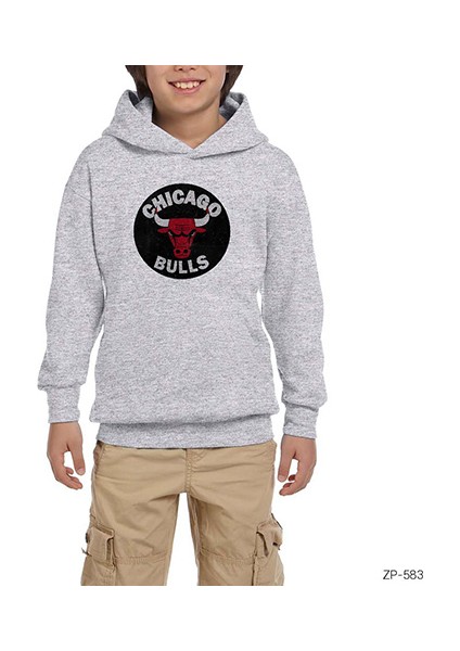 Chicago B. Stamp Gri Çocuk Kapşonlu Sweatshirt