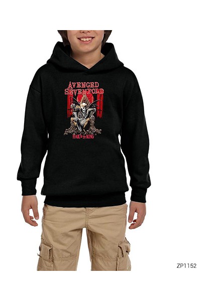 Avenged Sevenfold Hail To The King Siyah Çocuk Kapşonlu Sweatshirt