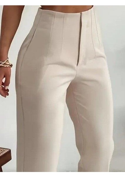 Kadın Yüksek Bel Önden Fermuarlı Ithal Krep Pantolon fiyatları