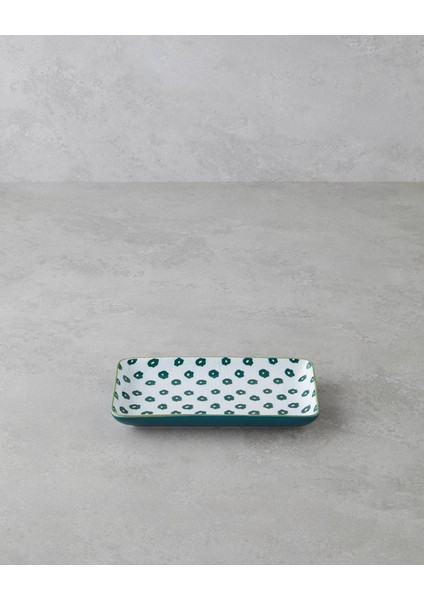 Plantopia Porselen Kayık Tabak 17X10 cm Beyaz - Yeşil (17.11.2025)