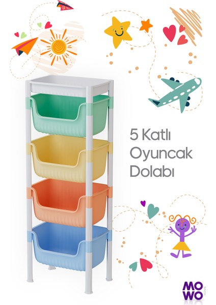 4 Katlı Oyuncak Dolabı, Oyuncak Organizeri, Sepetli Çocuk ve Bebek Odası Düzenleyici Raf, Bebek odası dolabı, Oyuncak Rafı, modelleri