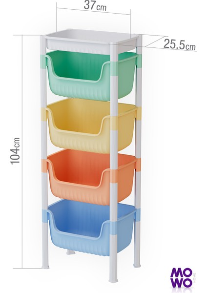 4 Katlı Oyuncak Dolabı, Oyuncak Organizeri, Sepetli Çocuk ve Bebek Odası Düzenleyici Raf, Bebek odası dolabı, Oyuncak Rafı, indirimleri