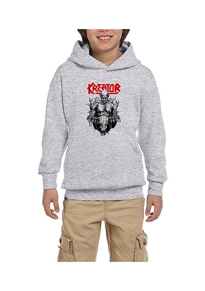 Kreator Devil Inside Gri Çocuk Kapşonlu Sweatshirt