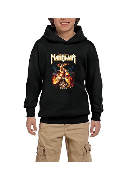 Manowar Hell On Earth Siyah Çocuk Kapşonlu Sweatshirt