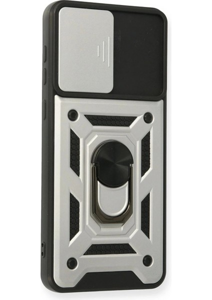 Samsung Galaxy A02 Kılıf Pars Lens Yüzüklü Silikon - Gümüş modelleri