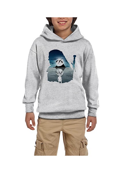 The Witcher 2 Illüstartion Gri Çocuk Kapşonlu Sweatshirt