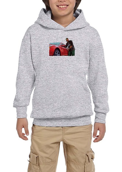 Gta Car Thief Man Gri Çocuk Kapşonlu Sweatshirt