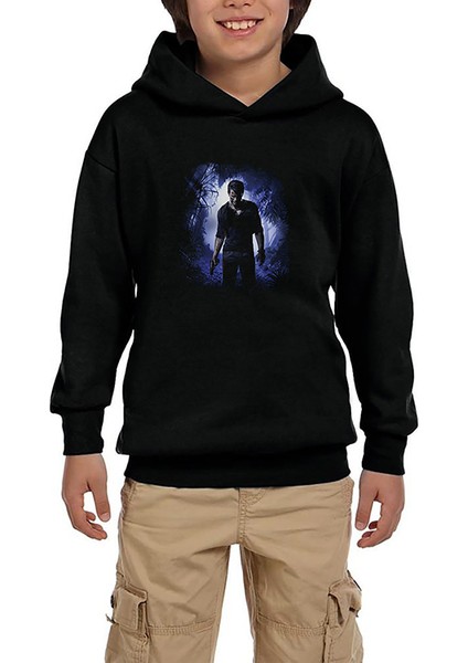 Uncharted 4 Nathan Drake Siyah Çocuk Kapşonlu Sweatshirt