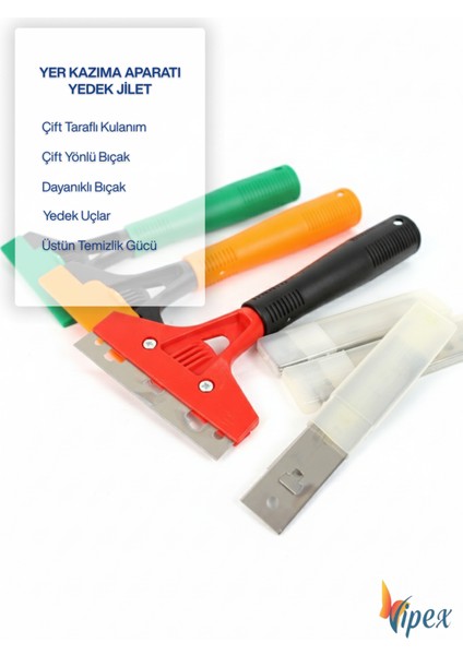 Yer-Cam Kazıma Jileti Çift Taraflı Kullanım 10 Adet (1 Kutu)