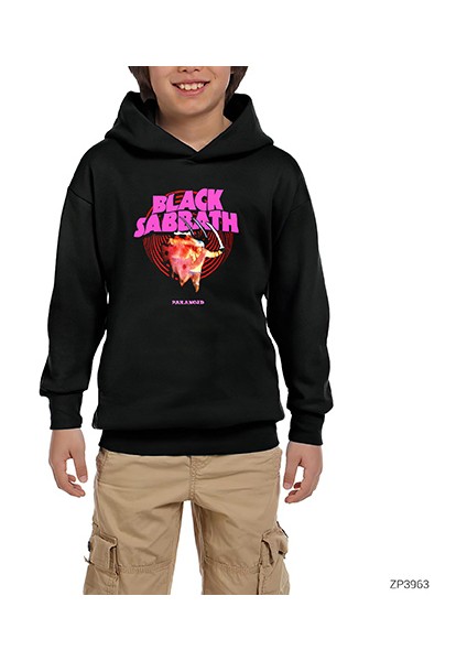 Black Sabbath Paranoid Black Siyah Çocuk Kapşonlu Sweatshirt