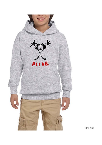 Pearl Jam Alive Gri Çocuk Kapşonlu Sweatshirt