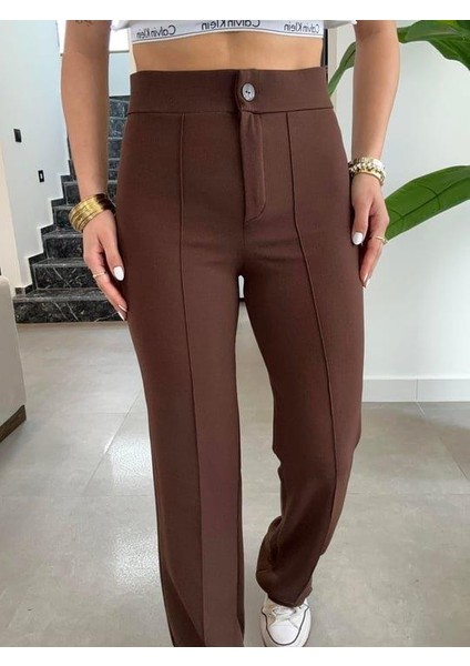 Kadın Yüksek Bel Full Likralı Krep Kumaş Pantolon fiyatları