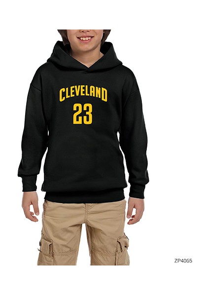 Cleveland 23 Siyah Çocuk Kapşonlu Sweatshirt