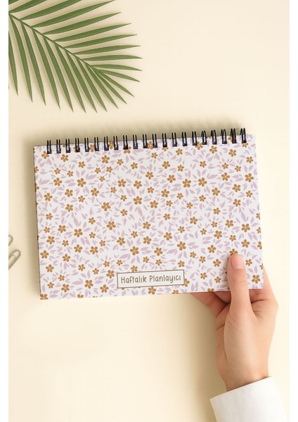 Haftalık Planlayıcı A5 Defter, Esnek Ince Karton Kapaklı, 1 Yıllık Planlayıcı, Mini Çiçekli