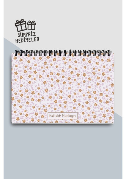 Haftalık Planlayıcı A5 Defter, Esnek Ince Karton Kapaklı, 1 Yıllık Planlayıcı, Mini Çiçekli fırsatları