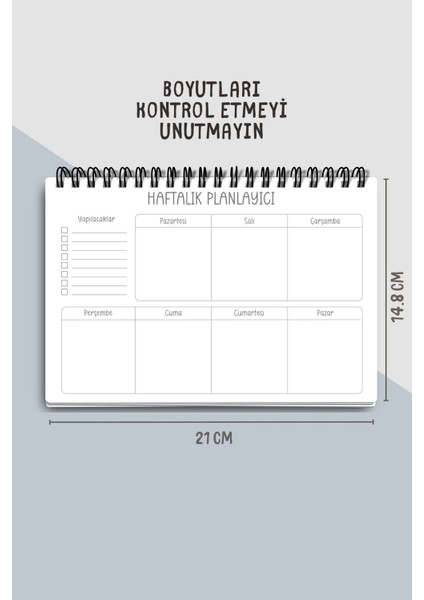 Haftalık Planlayıcı A5 Defter, Esnek Ince Karton Kapaklı, 1 Yıllık Planlayıcı, Mini Çiçekli