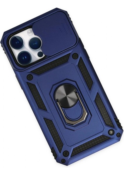 iPhone 14 Pro Max Kılıf Pars Lens Yüzüklü Silikon - Lacivert modelleri