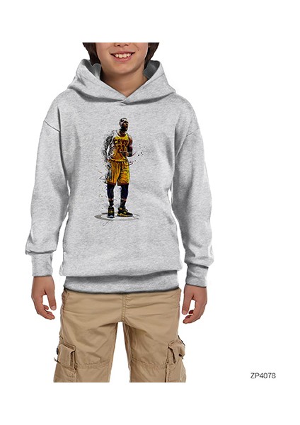 Lebron J. Cavs 23 Gri Çocuk Kapşonlu Sweatshirt