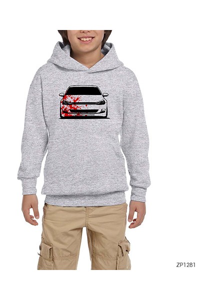 Volkswagen Golf Blood Gri Çocuk Kapşonlu Sweatshirt