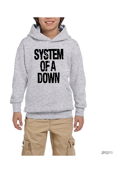 System Of A Down Gri Çocuk Kapşonlu Sweatshirt