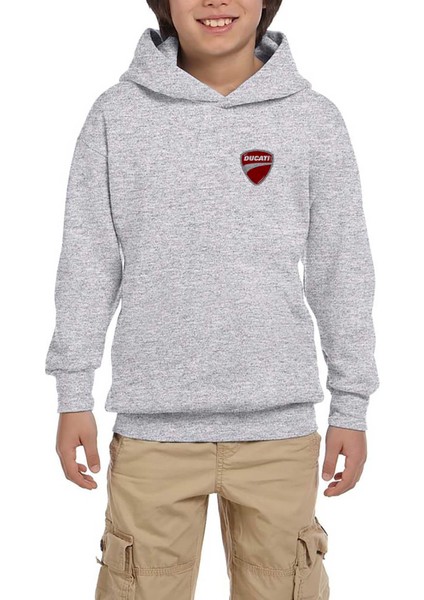 Ducati Multistrada Logo Gri Çocuk Kapşonlu Sweatshirt