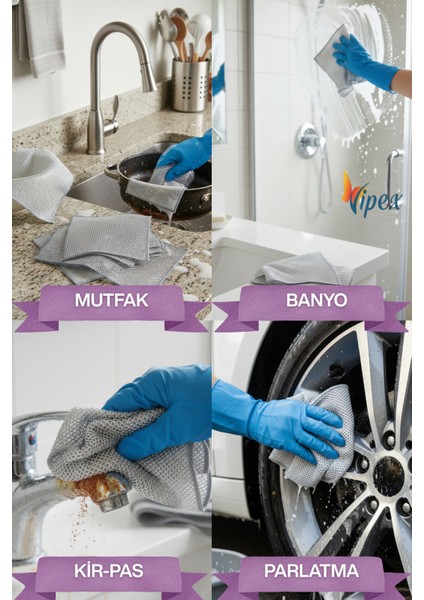 10 Adet Inox Telli Bulaşık Bezi Mutfak Banyo Bezi Kir Pas Sökücü Temizlik Bezi