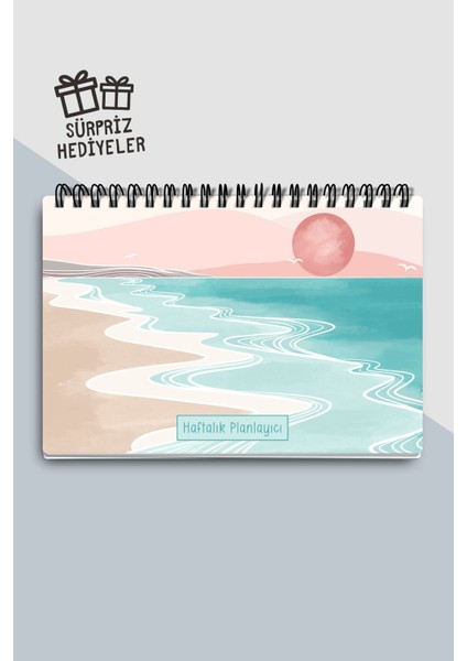 Haftalık Planlayıcı A5 Defter, Esnek Ince Karton Kapaklı, 1 Yıllık Planlayıcı, Pembe Boho