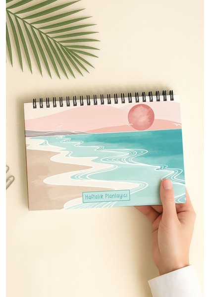 Haftalık Planlayıcı A5 Defter, Esnek Ince Karton Kapaklı, 1 Yıllık Planlayıcı, Pembe Boho fırsatları