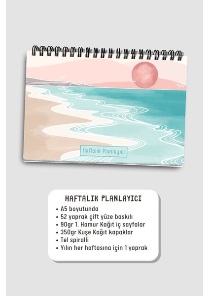 Haftalık Planlayıcı A5 Defter, Esnek Ince Karton Kapaklı, 1 Yıllık Planlayıcı, Pembe Boho indirimleri