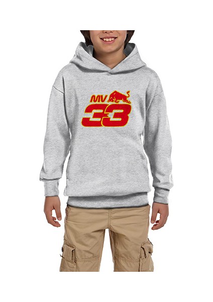 Redbull Max V Gri Çocuk Kapşonlu Sweatshirt