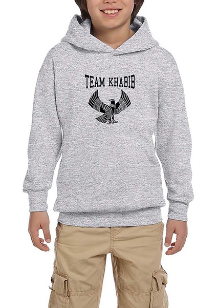 Khabib Nurmagomedov Team Essential 2 Gri Çocuk Kapşonlu Sweatshirt