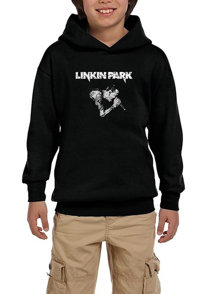 Linkin Park Chester Konser Siyah Çocuk Kapşonlu Sweatshirt
