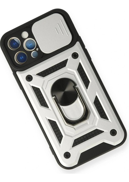 iPhone 12 Pro Kılıf Pars Lens Yüzüklü Silikon - Gümüş modelleri