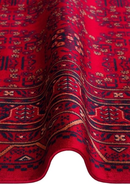 Herat Her 04 Kırmızı - Nostaljik Afgan Desenli İnce Viskon Makine Halısı Kaymaz Tabanlı Sık Dokuma fiyatları