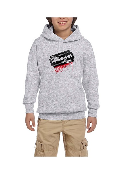 Judas Priest Steel Gri Çocuk Kapşonlu Sweatshirt