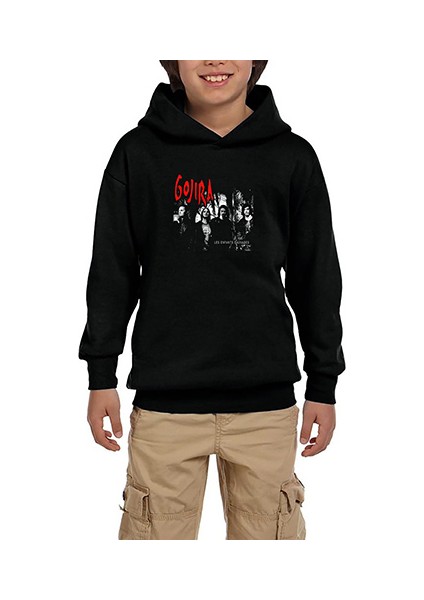 Gojira Les Enfants Sauvages Siyah Çocuk Kapşonlu Sweatshirt