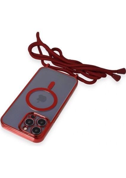 iPhone 12 Pro Max Kılıf Divo Lazer Askılı Magsafe Kapak - Kırmızı indirimleri