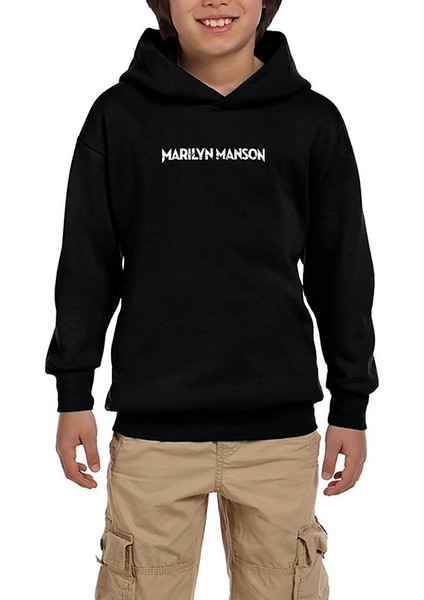 Marilyn Manson Classic Siyah Çocuk Kapşonlu Sweatshirt