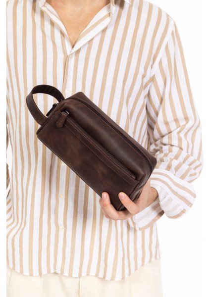 Erkek Hakiki Deri Portföy El Çantası – Fermuarlı, Çok Bölmeli, Premium