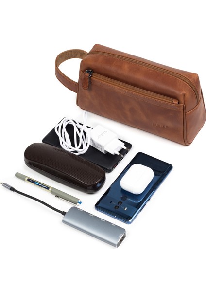 Erkek Hakiki Deri Portföy El Çantası – Fermuarlı, Çok Bölmeli, Premium fırsatları