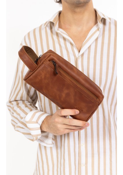 Erkek Hakiki Deri Portföy El Çantası – Fermuarlı, Çok Bölmeli, Premium