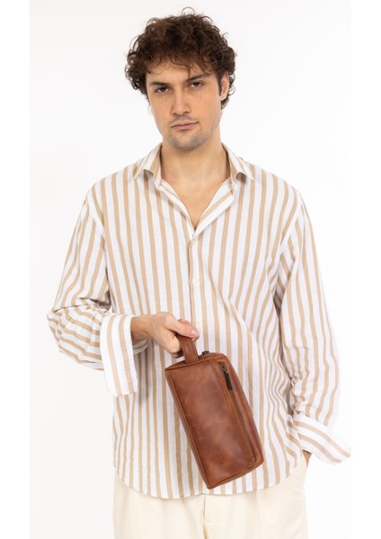 Erkek Hakiki Deri Portföy El Çantası – Fermuarlı, Çok Bölmeli, Premium