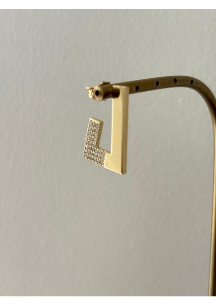 Özel Seri 14K Xp Taşlı Gold Tasarım Küpe