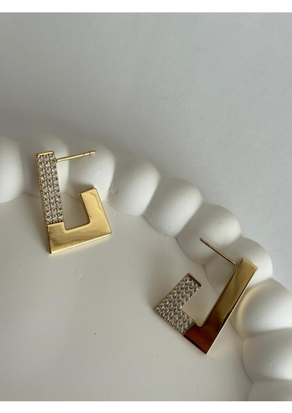 Özel Seri 14K Xp Taşlı Gold Tasarım Küpe fiyatları